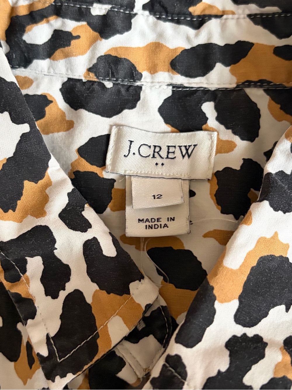 J. Crew Black and Tan Leopard Print Shirt Dress - Picture 3 of 6